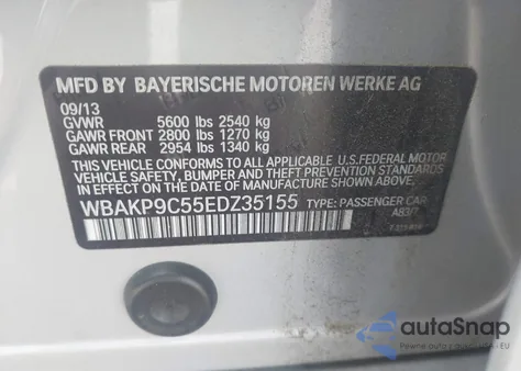 2014 BMW 550I xDrive from USA, damaged, VIN WBAKP9C55EDZ35155
